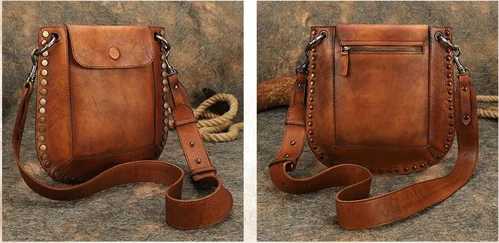 Medium Women's Western Cowhide Leather Crossbody Purse Satchel Bag For Ladies