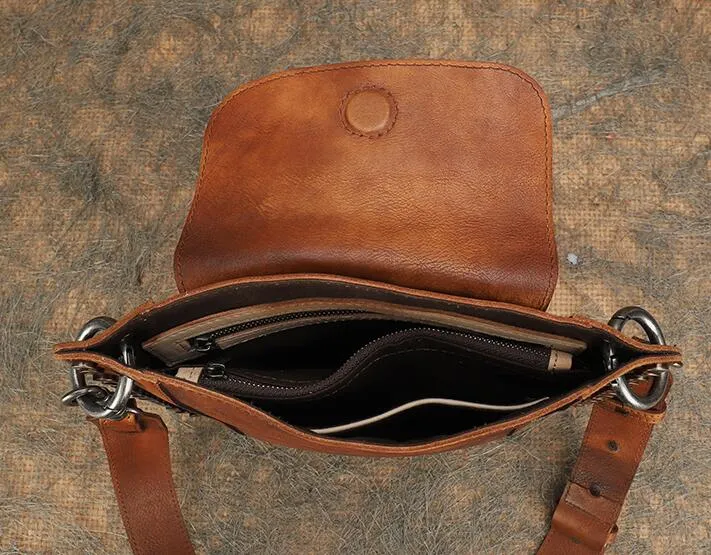 Medium Women's Western Cowhide Leather Crossbody Purse Satchel Bag For Ladies
