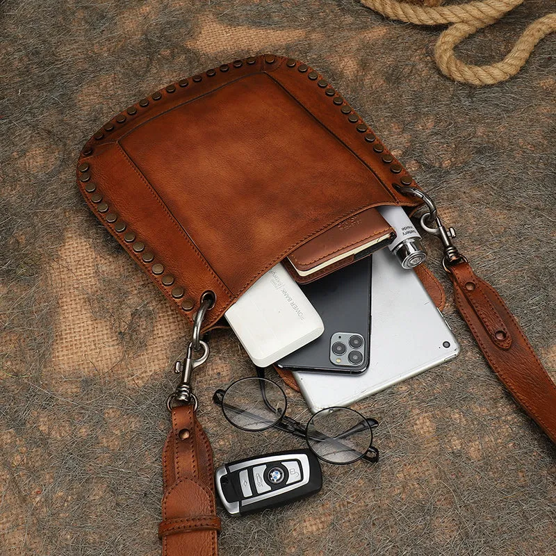 Medium Women's Western Cowhide Leather Crossbody Purse Satchel Bag For Ladies