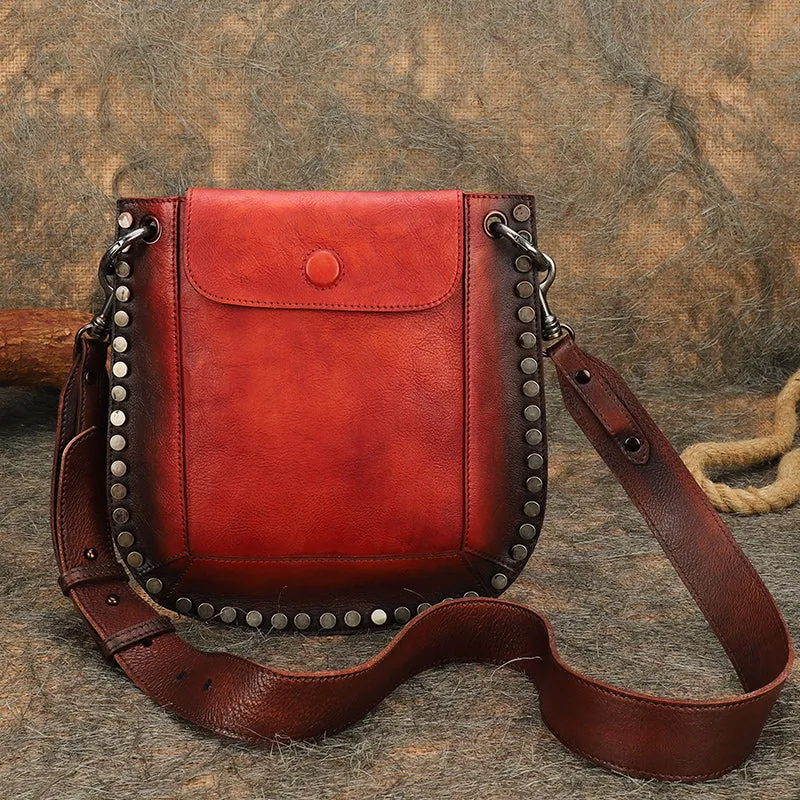 Medium Women's Western Cowhide Leather Crossbody Purse Satchel Bag For Ladies