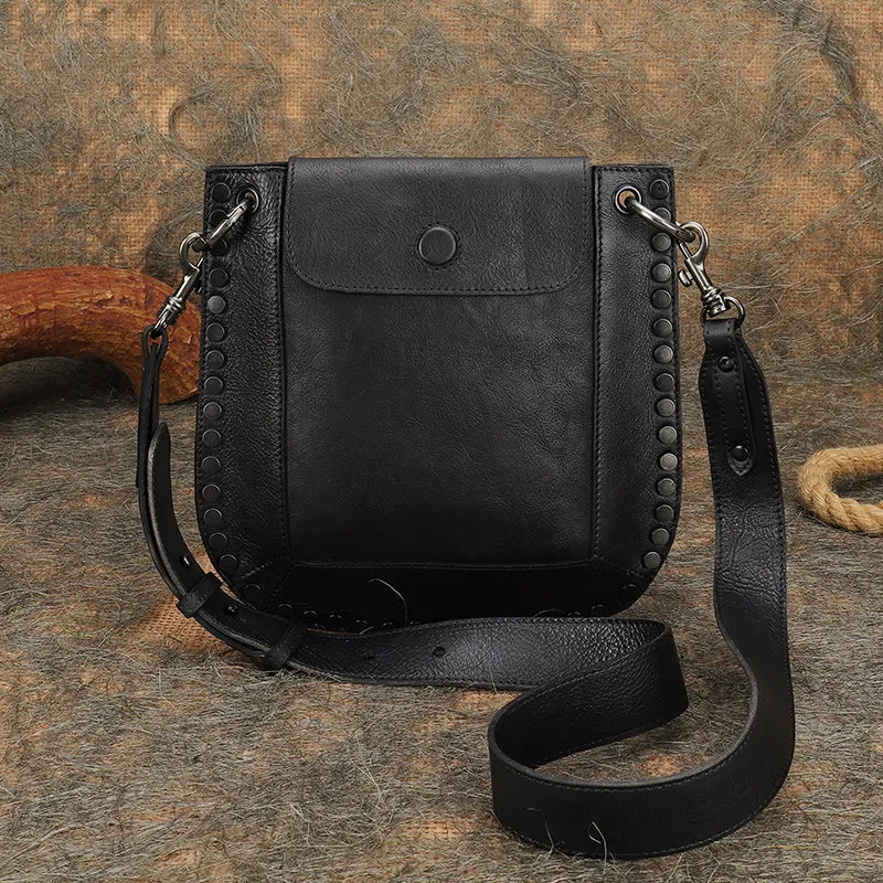 Medium Women's Western Cowhide Leather Crossbody Purse Satchel Bag For Ladies