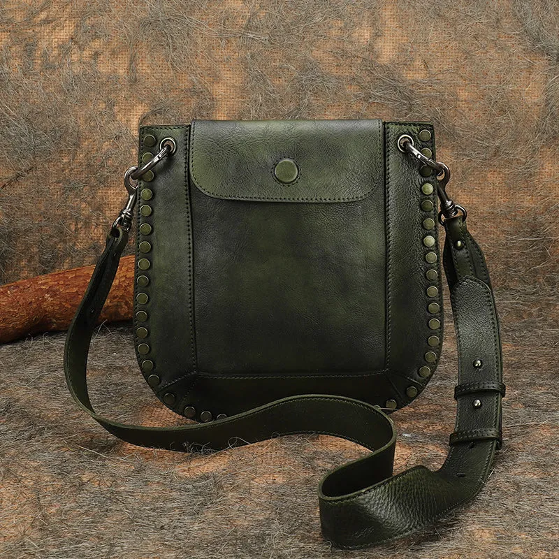 Medium Women's Western Cowhide Leather Crossbody Purse Satchel Bag For Ladies