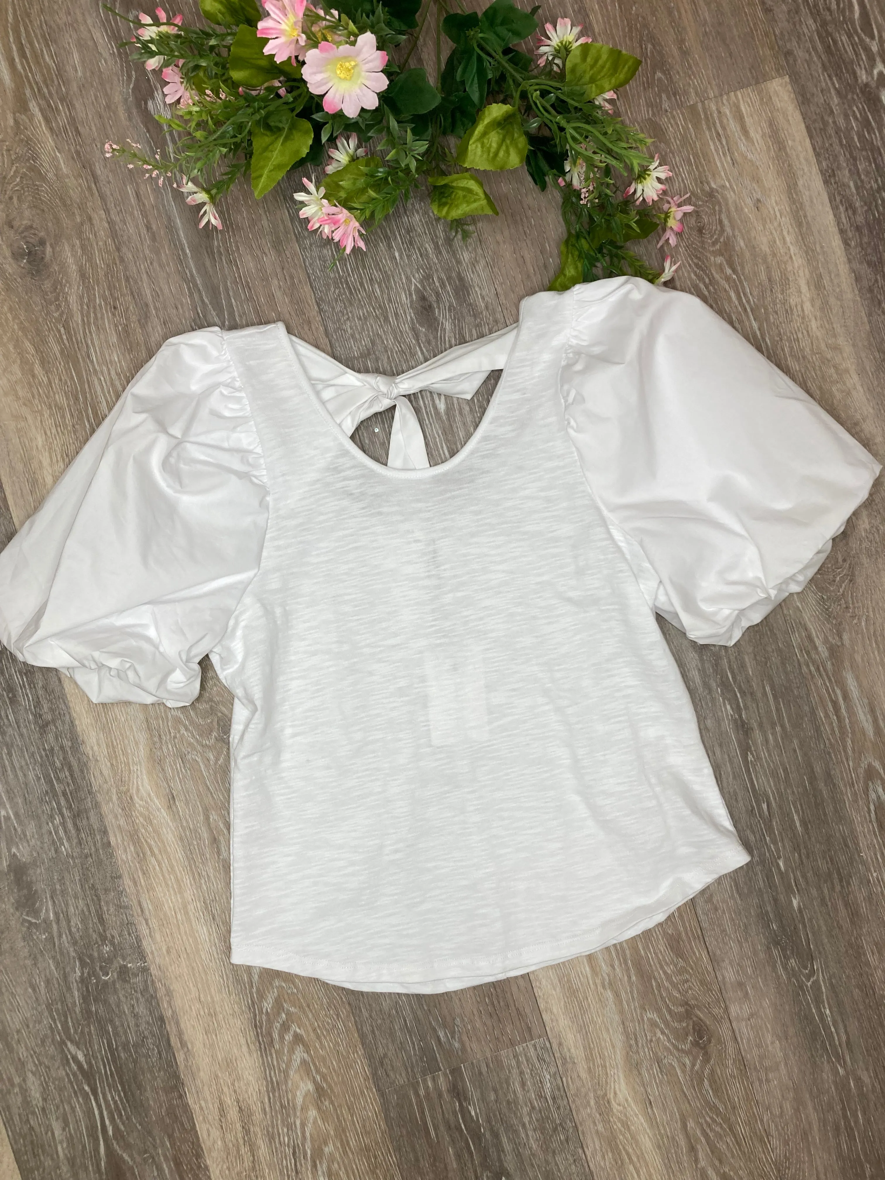 MEL Carmen Puff Sleeve Top in White