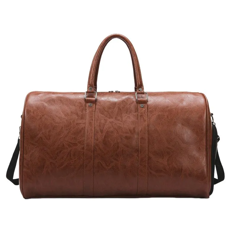 Men's Vintage Large Capacity Leather Sports Fitness Travel Bag 29144337F