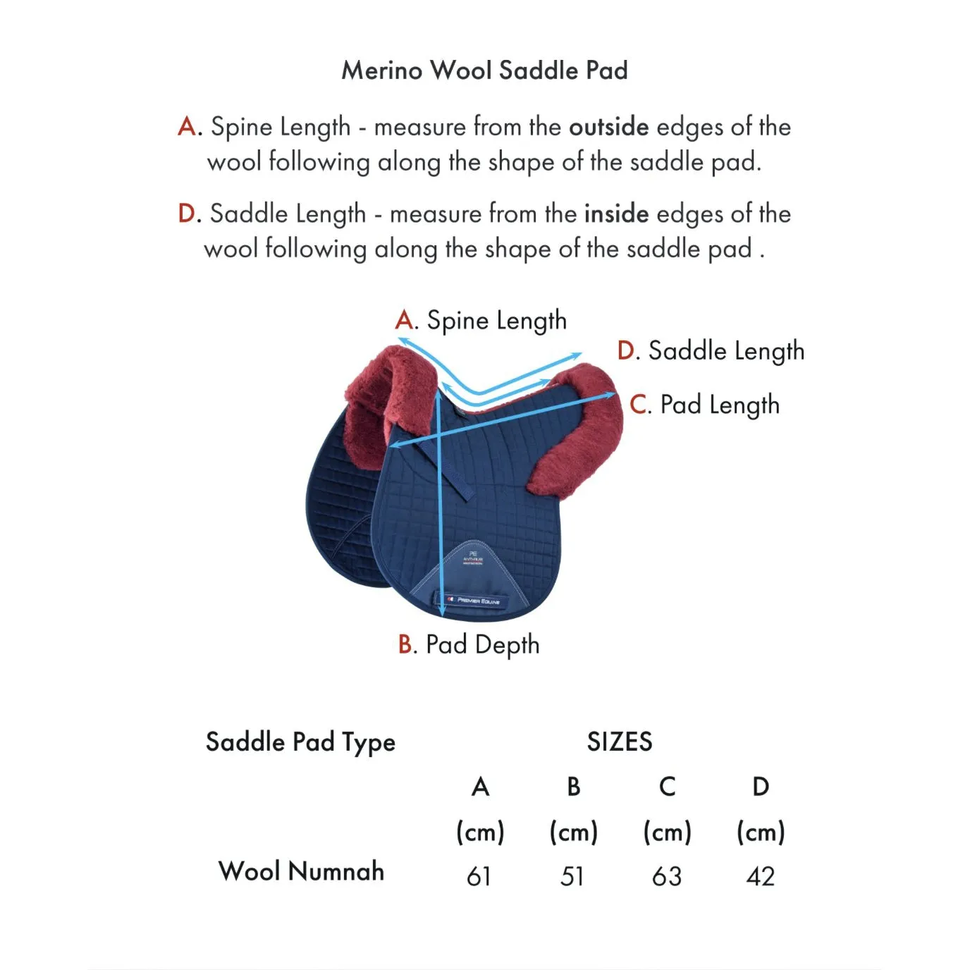 Merino Wool Saddle Pad - GP/Jump Numnah
