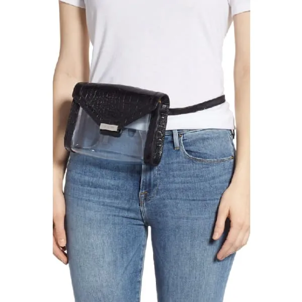 MICHAEL MICHAEL KORS Clear Belt Bag - Black In Clear/ Black/ Pol Nickel