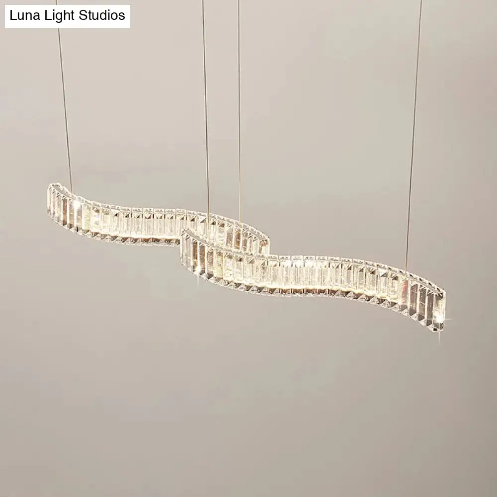 Modern LED Silver Crystal Pendant Light for Dining Room - Stylishly Illuminate Your Space