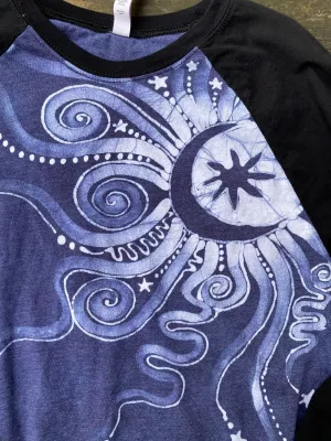 Moonbeams in Heathered Periwinkle Raglan Top by Batikwalla - Size Large