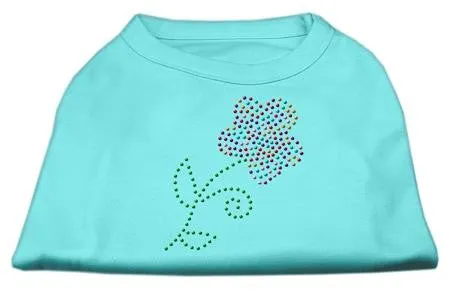 Multi-Colored Flower Rhinestone Shirt Aqua S (10)