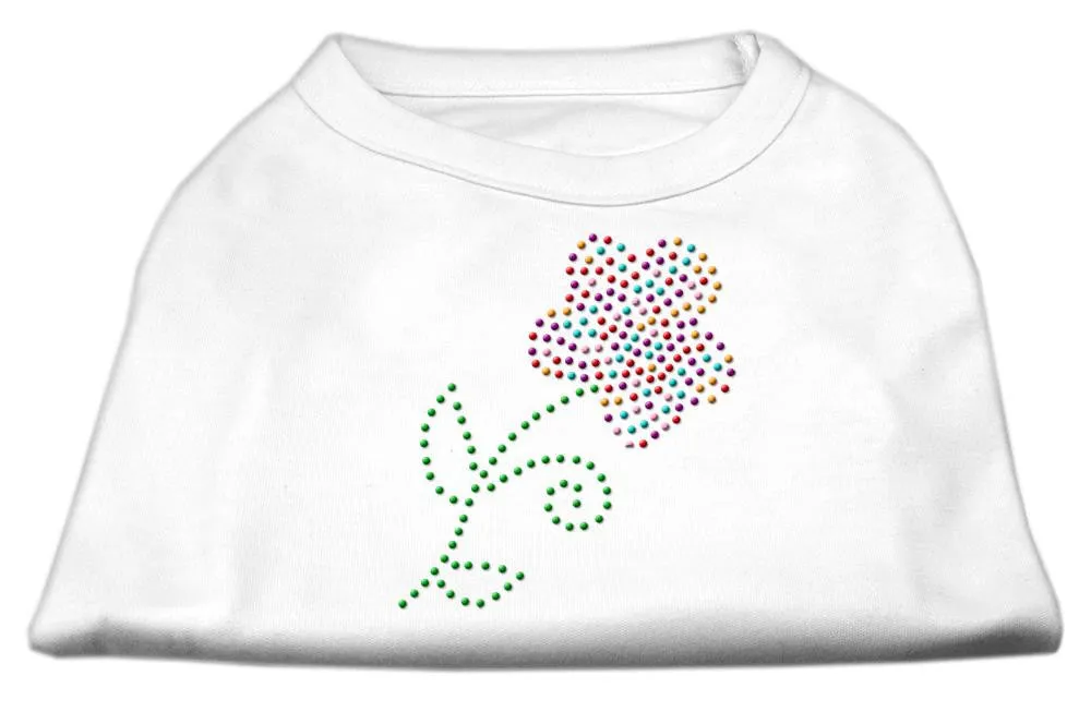 Multi-Colored Flower Rhinestone Shirt White L (14)