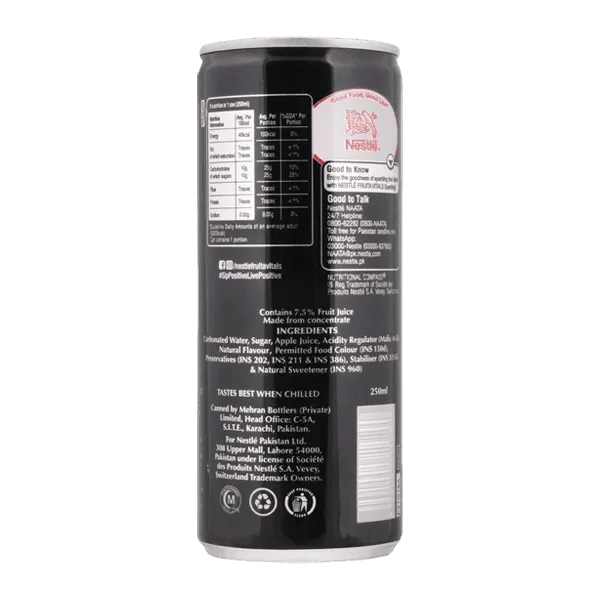 NESTLE FRUITA VITALS SPARKLING APPLE JUICE CAN 250ML