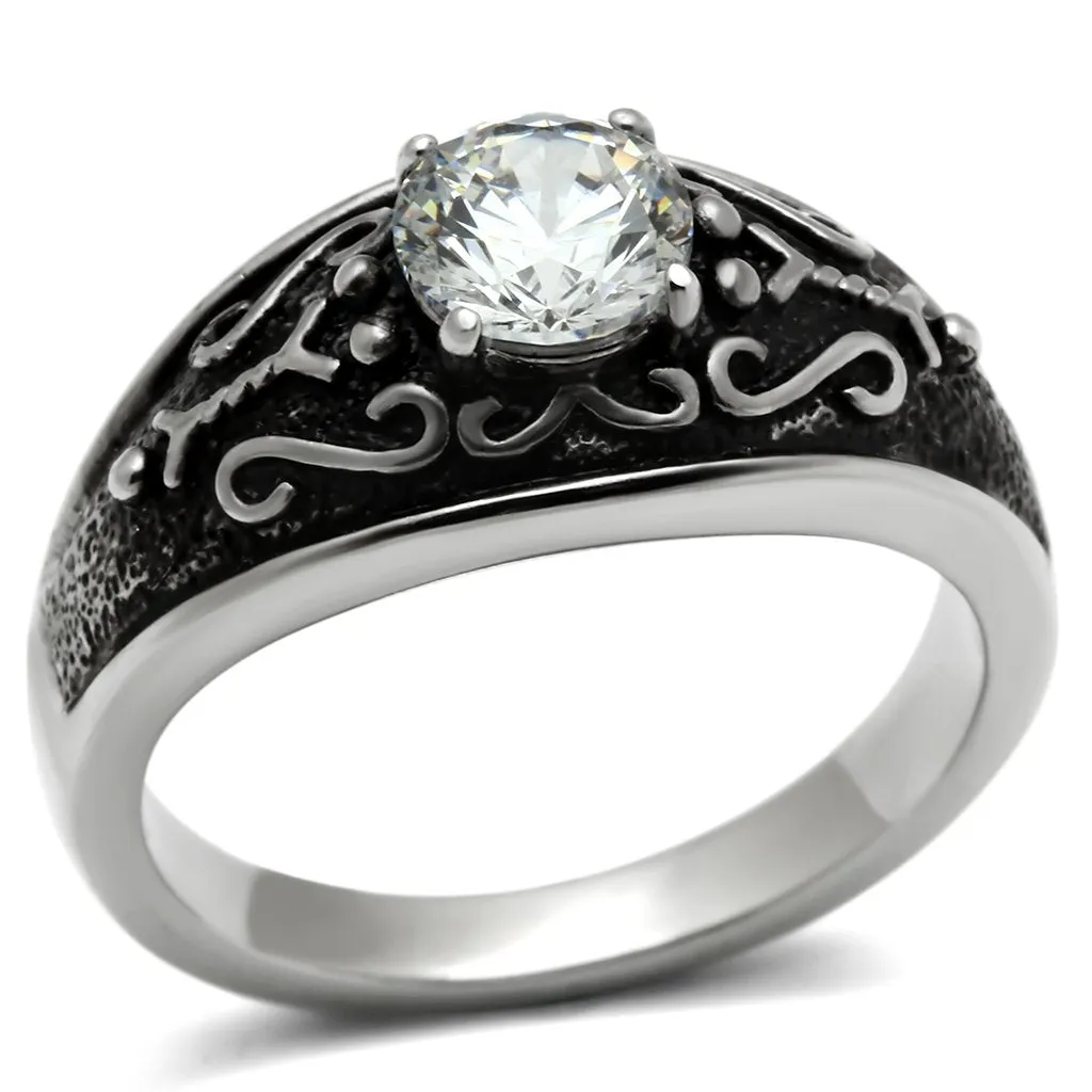 no plating Stainless Steel Ring AAA GRD CZ Clear TK373 for Men Style High