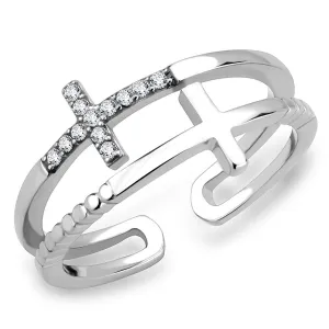 No Plating Stainless Steel Ring with AAA Grade CZ in Clear for Women Style DA319