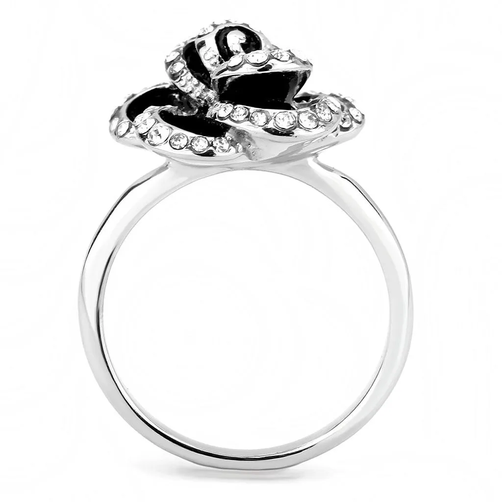 No Plating Stainless Steel Ring with Top Grade Crystal in Clear for Women Style TK3577