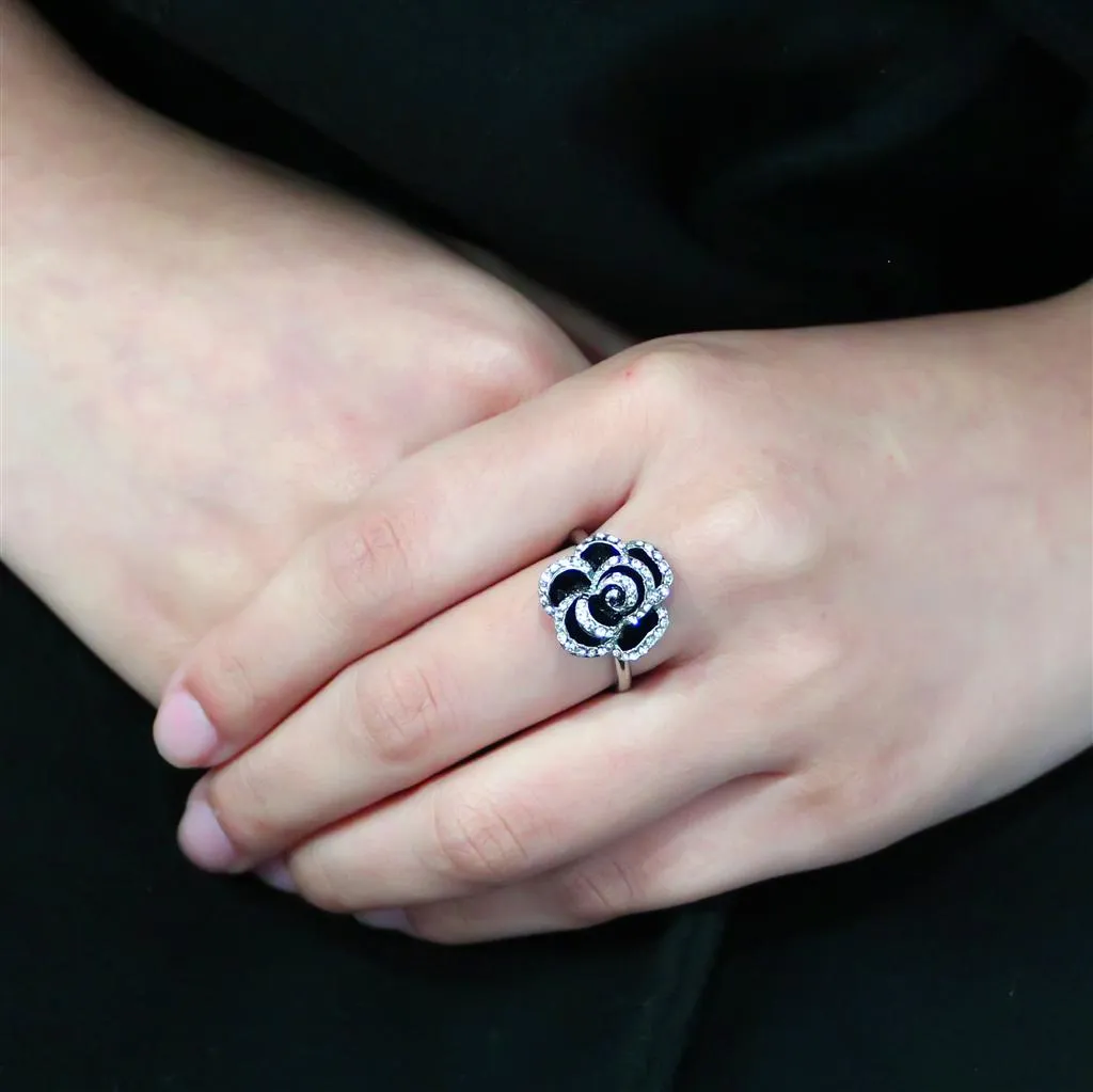 No Plating Stainless Steel Ring with Top Grade Crystal in Clear for Women Style TK3577