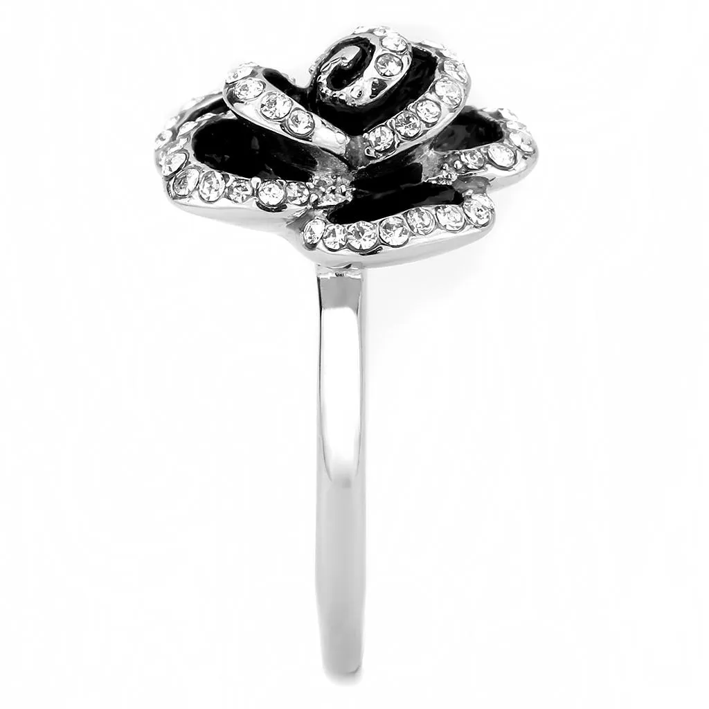 No Plating Stainless Steel Ring with Top Grade Crystal in Clear for Women Style TK3577