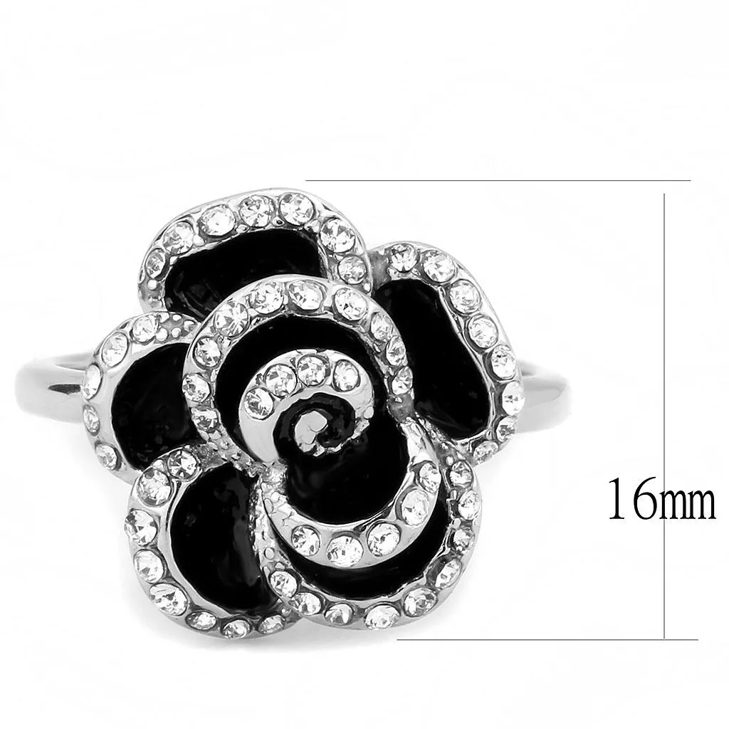 No Plating Stainless Steel Ring with Top Grade Crystal in Clear for Women Style TK3577