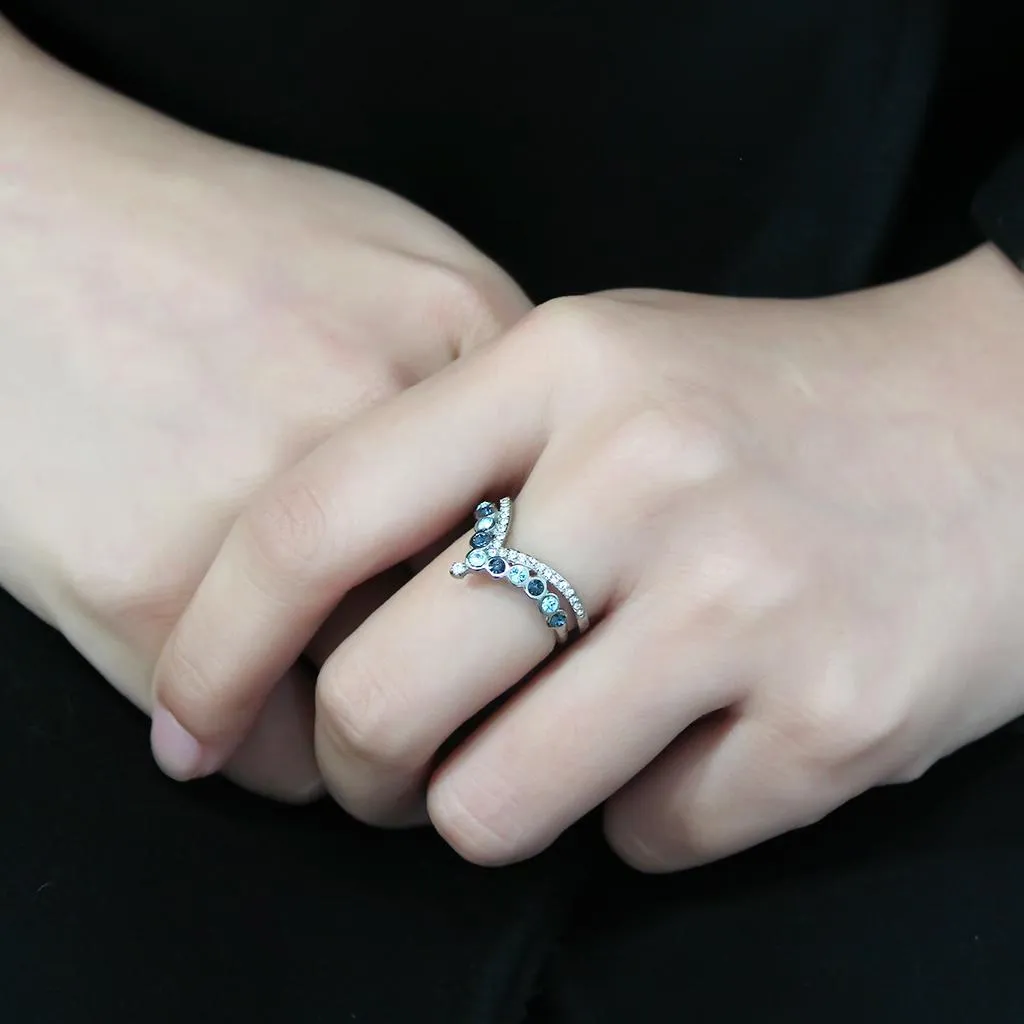 No Plating Stainless Steel Ring with Top Grade Crystal in Multi Color for Women Style DA305