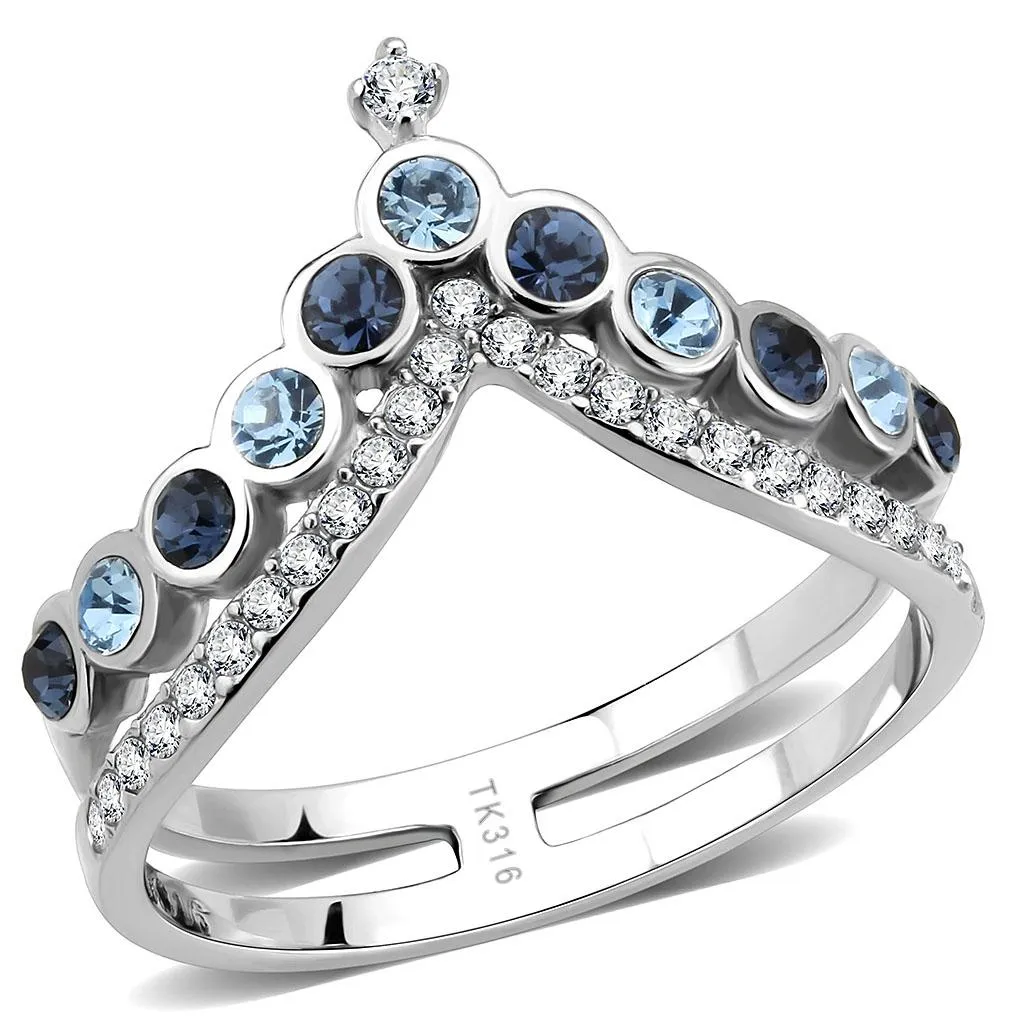 No Plating Stainless Steel Ring with Top Grade Crystal in Multi Color for Women Style DA305