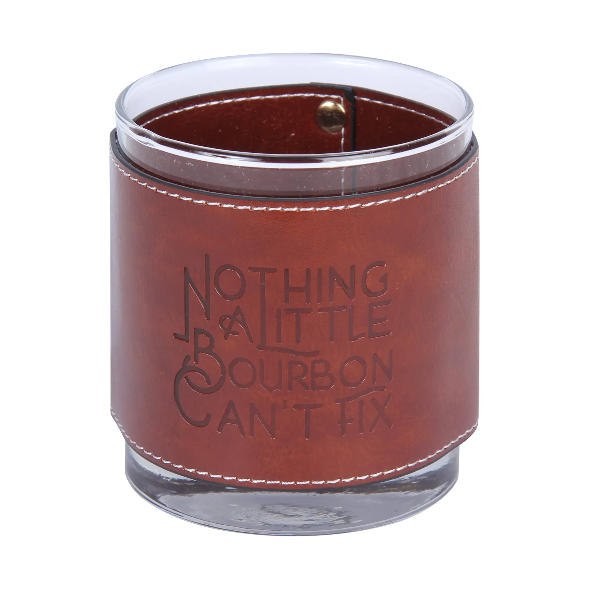 Nothing A Little Bourbon Can't Fix Faux Leather Rocks Glass