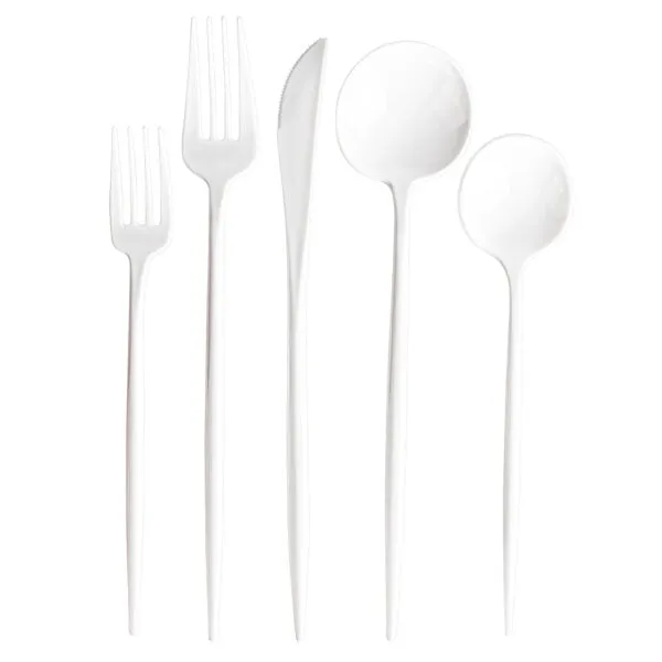 NOVELTY WHITE  FLATWARE COMBO 40pc