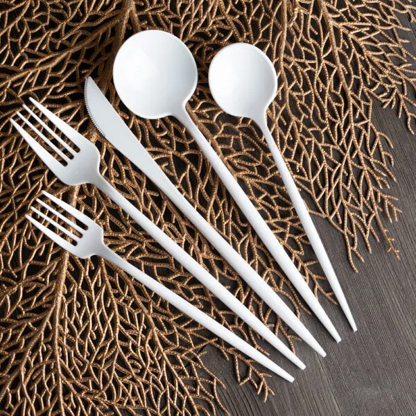 NOVELTY WHITE  FLATWARE COMBO 40pc
