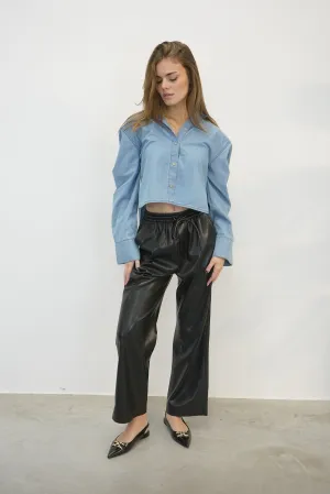 ODESSA VEGAN LEATHER LOOSE FIT PANTS