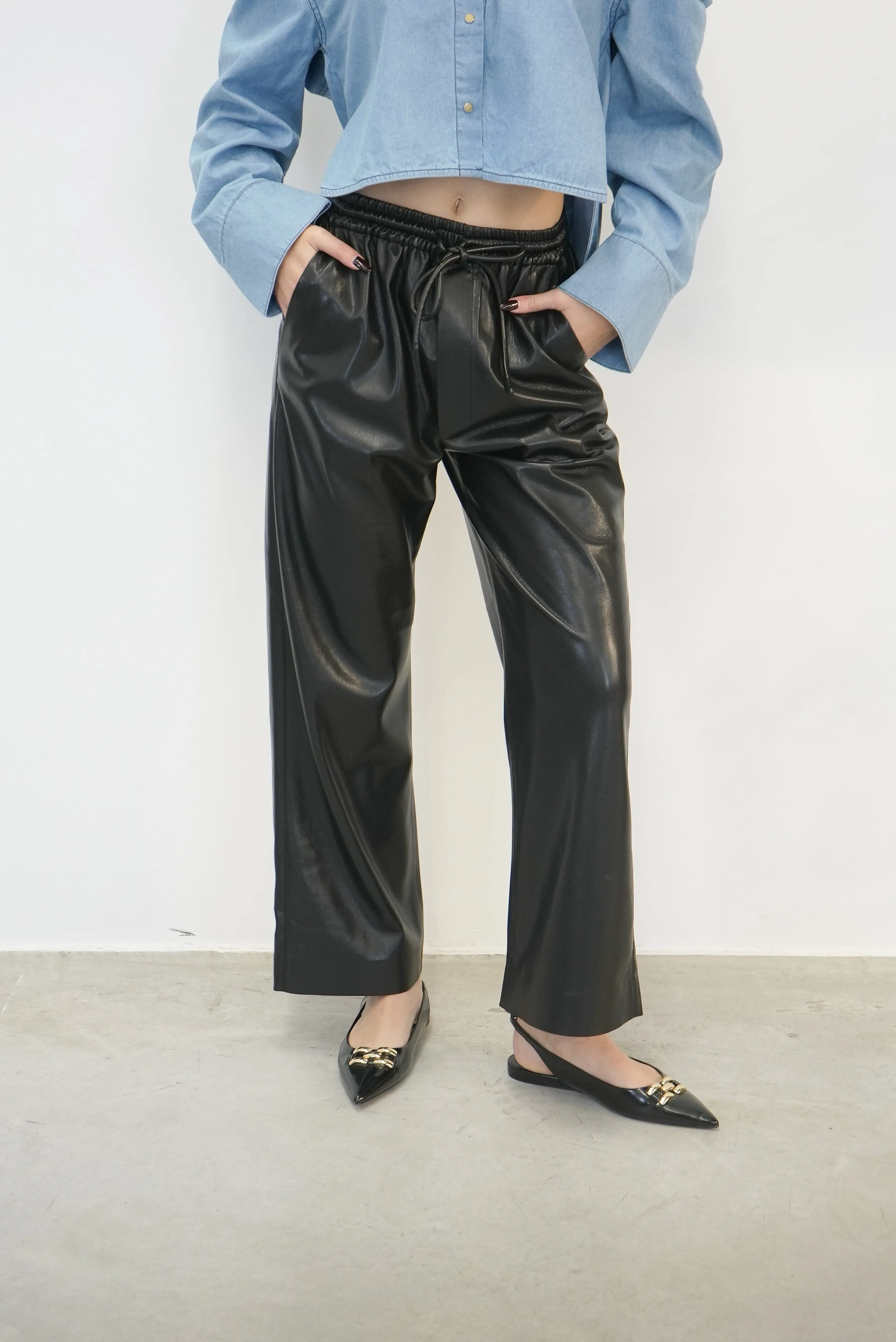 ODESSA VEGAN LEATHER LOOSE FIT PANTS