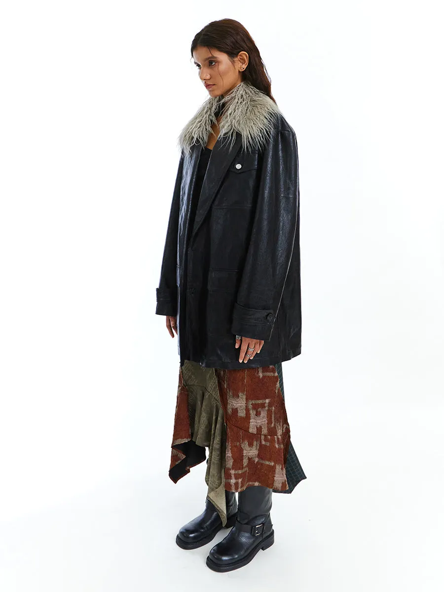 Padded leather jacket