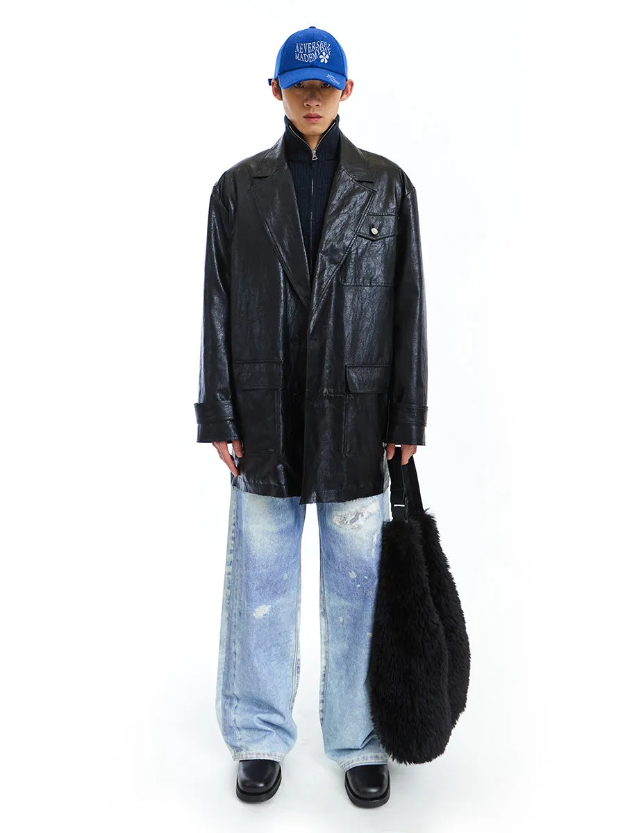 Padded leather jacket