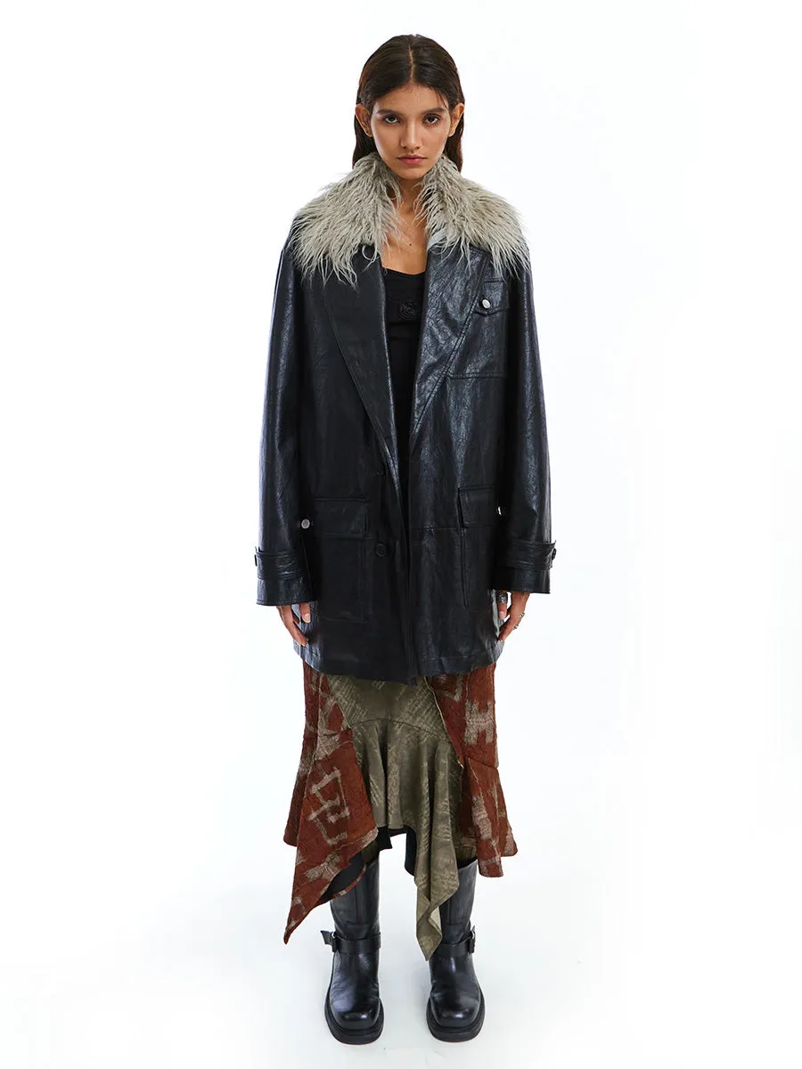 Padded leather jacket