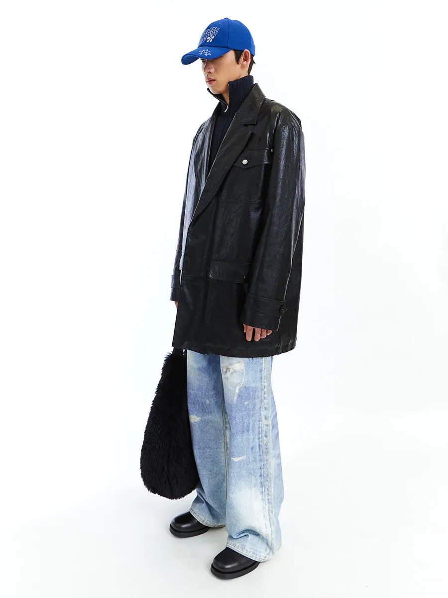 Padded leather jacket