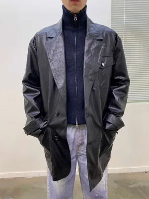 Padded leather jacket