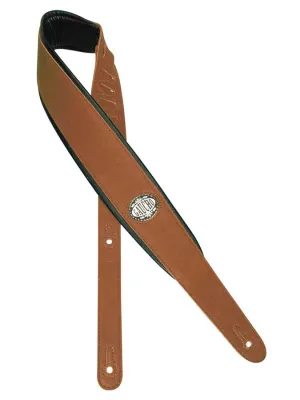 Padded Series Guitar strap, black padded back, light brown