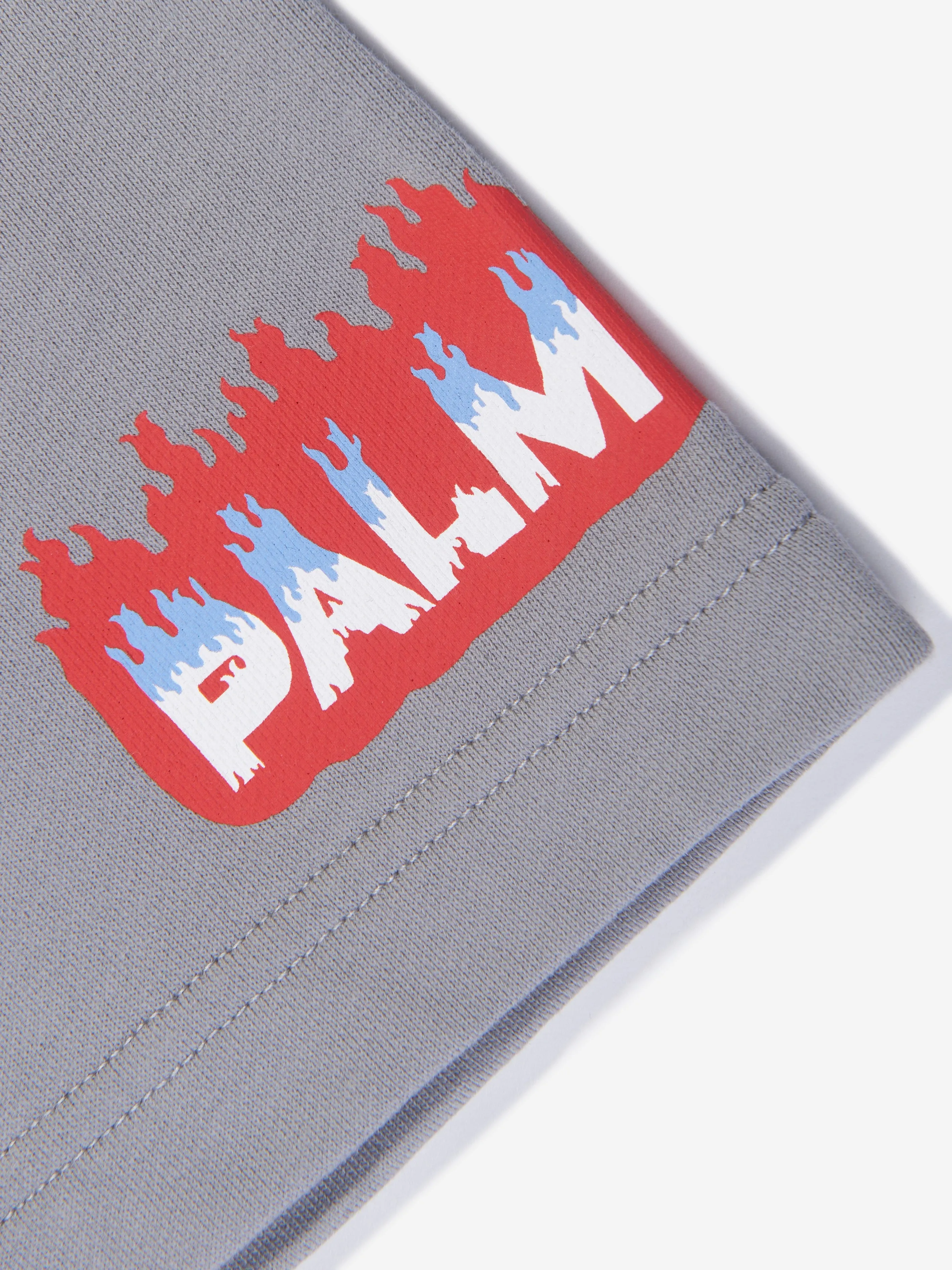 Palm Angels Boys Flames Sweat Shorts in Grey