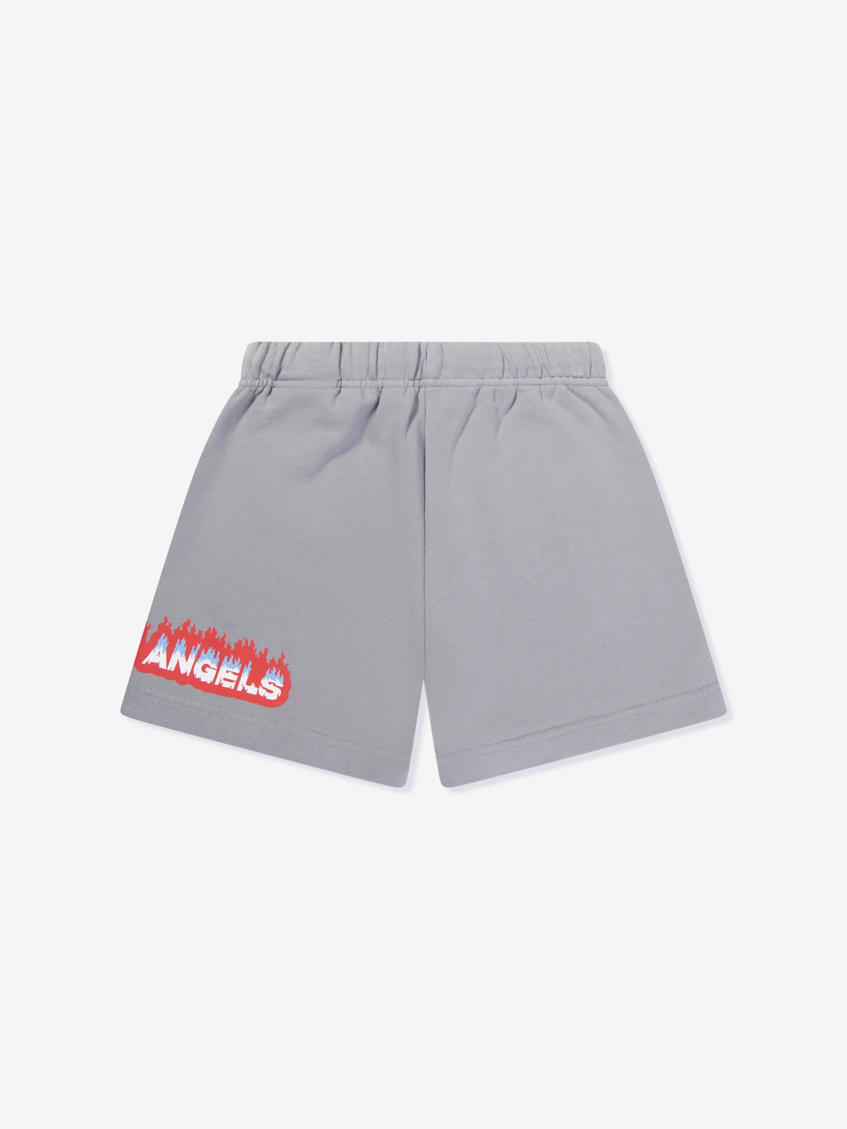 Palm Angels Boys Flames Sweat Shorts in Grey