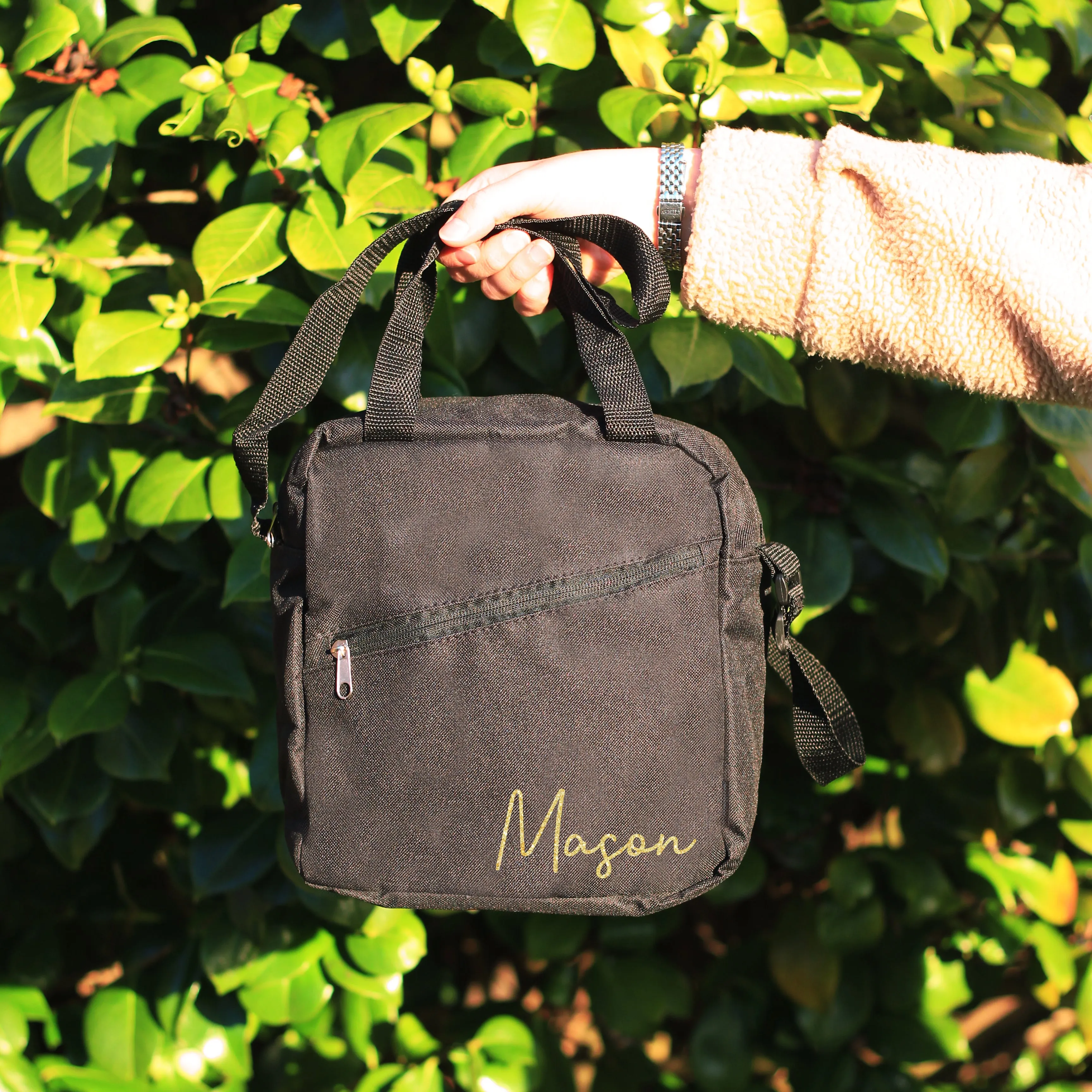 Personalised Black Lunch Cooler Bag with Name