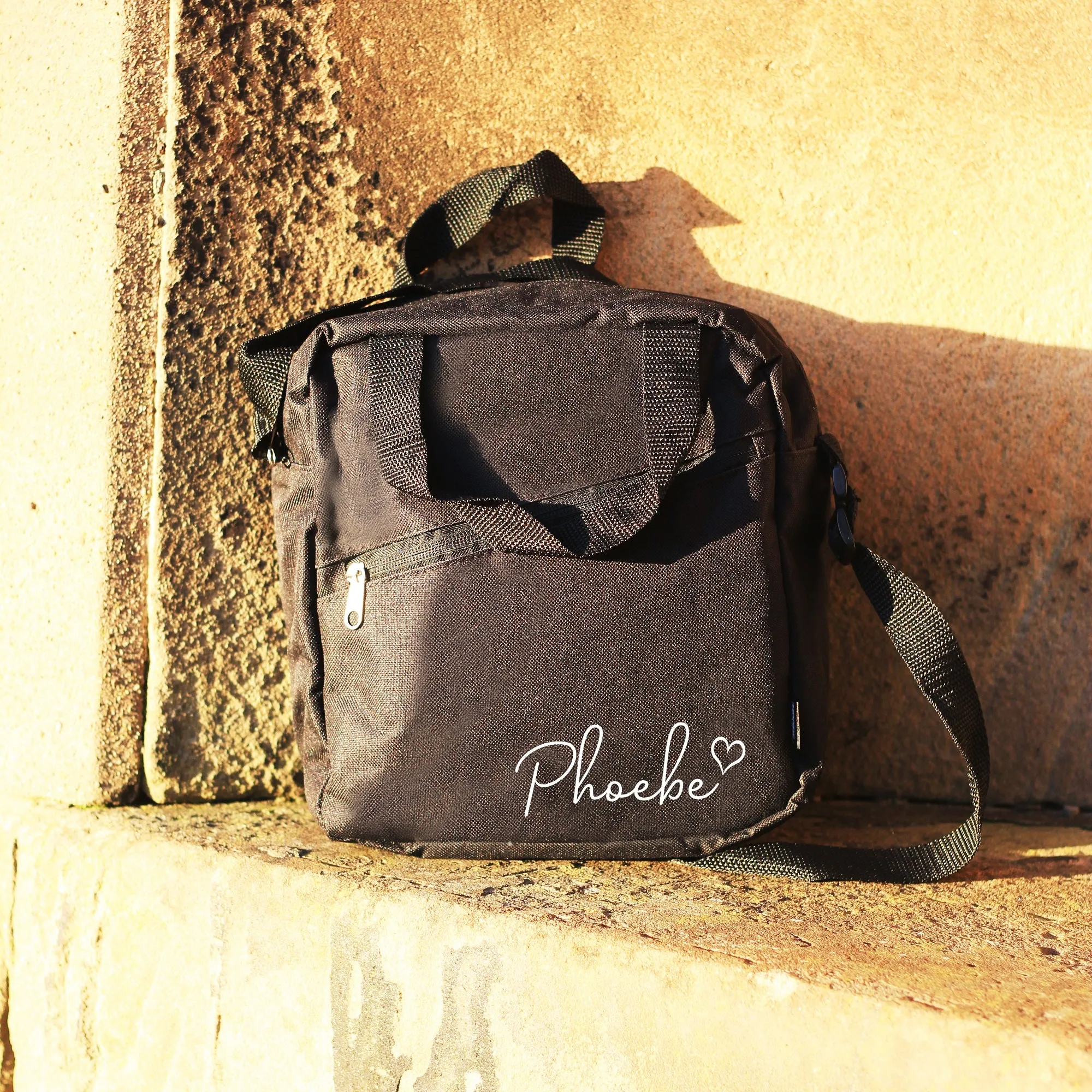 Personalised Black Lunch Cooler Bag with Name
