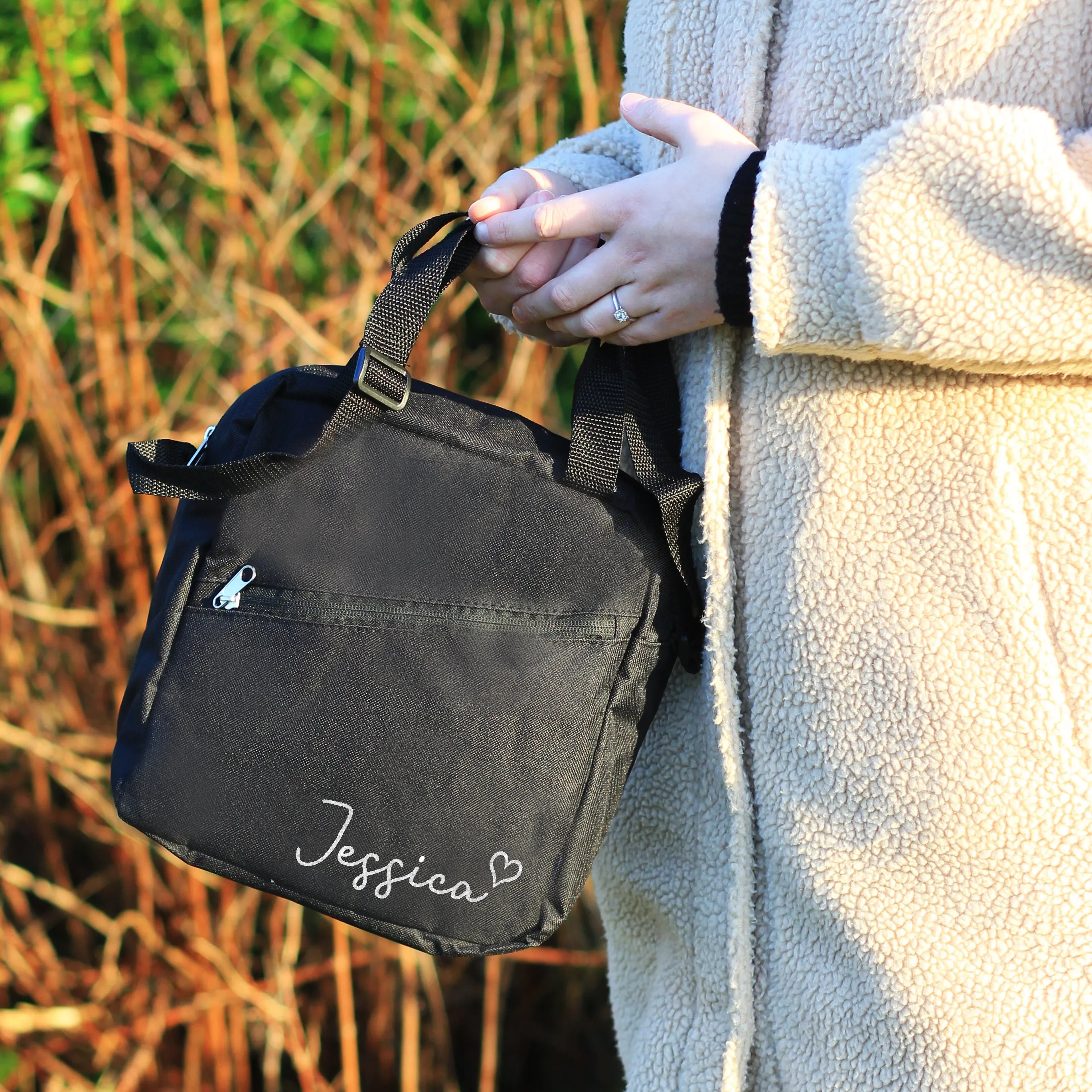 Personalised Black Lunch Cooler Bag with Name