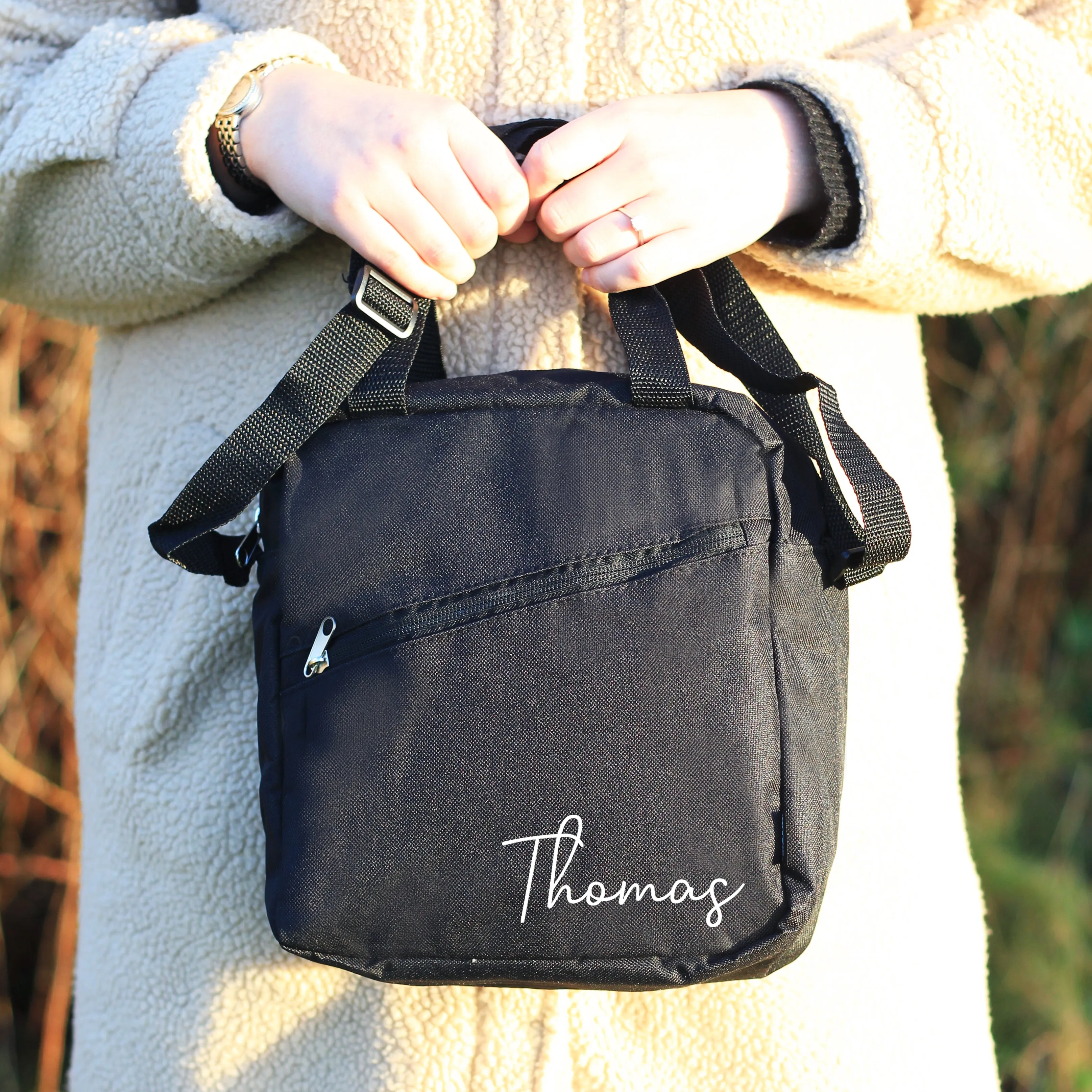 Personalised Black Lunch Cooler Bag with Name