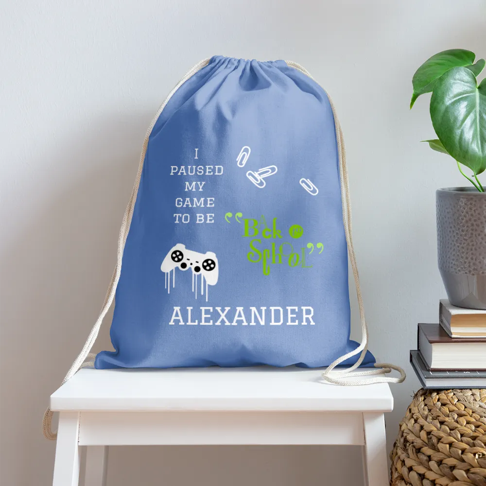 Personalized Cotton Drawstring Bag. Eco-friendly Customizable Sack Bag. Back to School Bag for Teachers and School Children