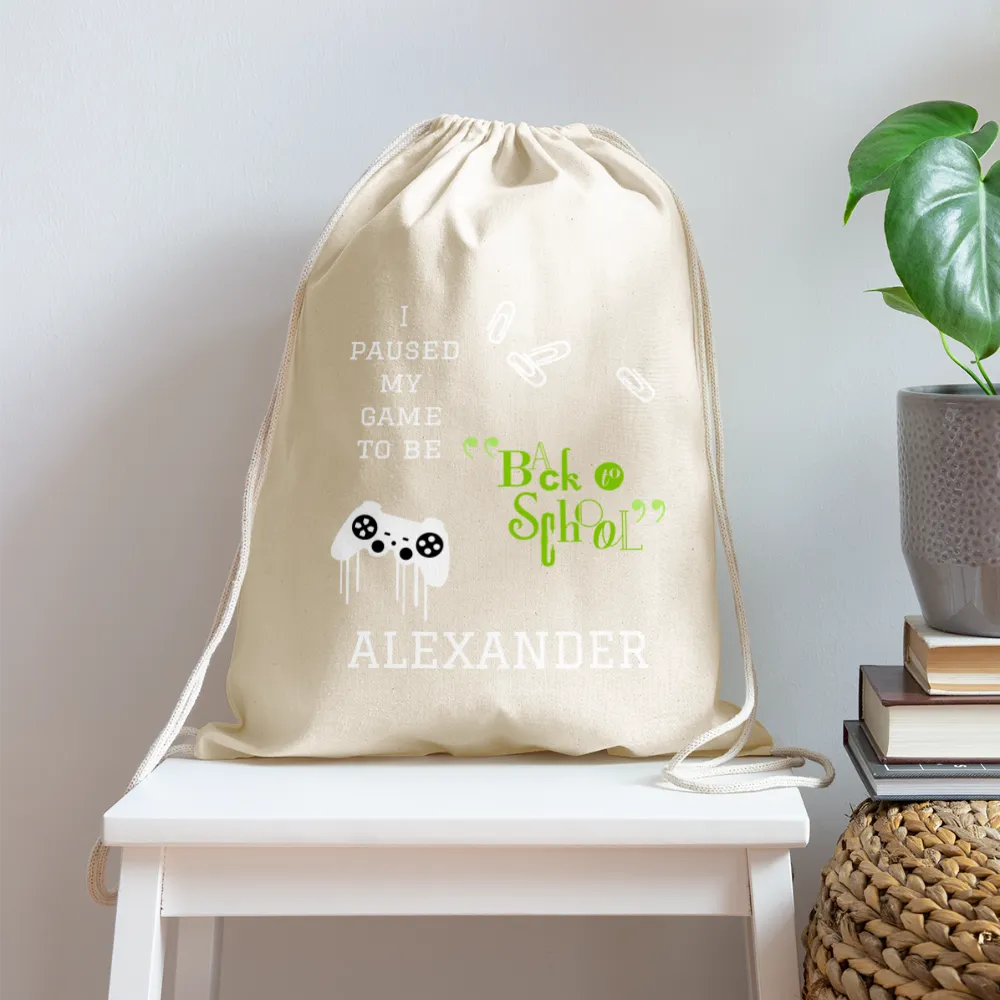 Personalized Cotton Drawstring Bag. Eco-friendly Customizable Sack Bag. Back to School Bag for Teachers and School Children