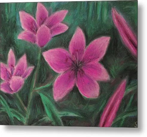 Pink Lilies - Metal Print