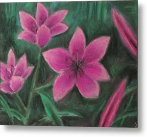 Pink Lilies - Metal Print