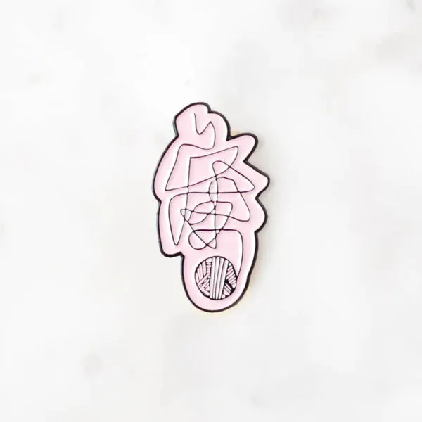 Pink Yarn Ball Pin