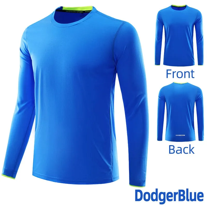 Plus Size Tops Men Sport T-shirt Long Sleeve Running Tees Dry Fit Breathable Training Clothes Gym Sportswear Fitness Sweatshirts