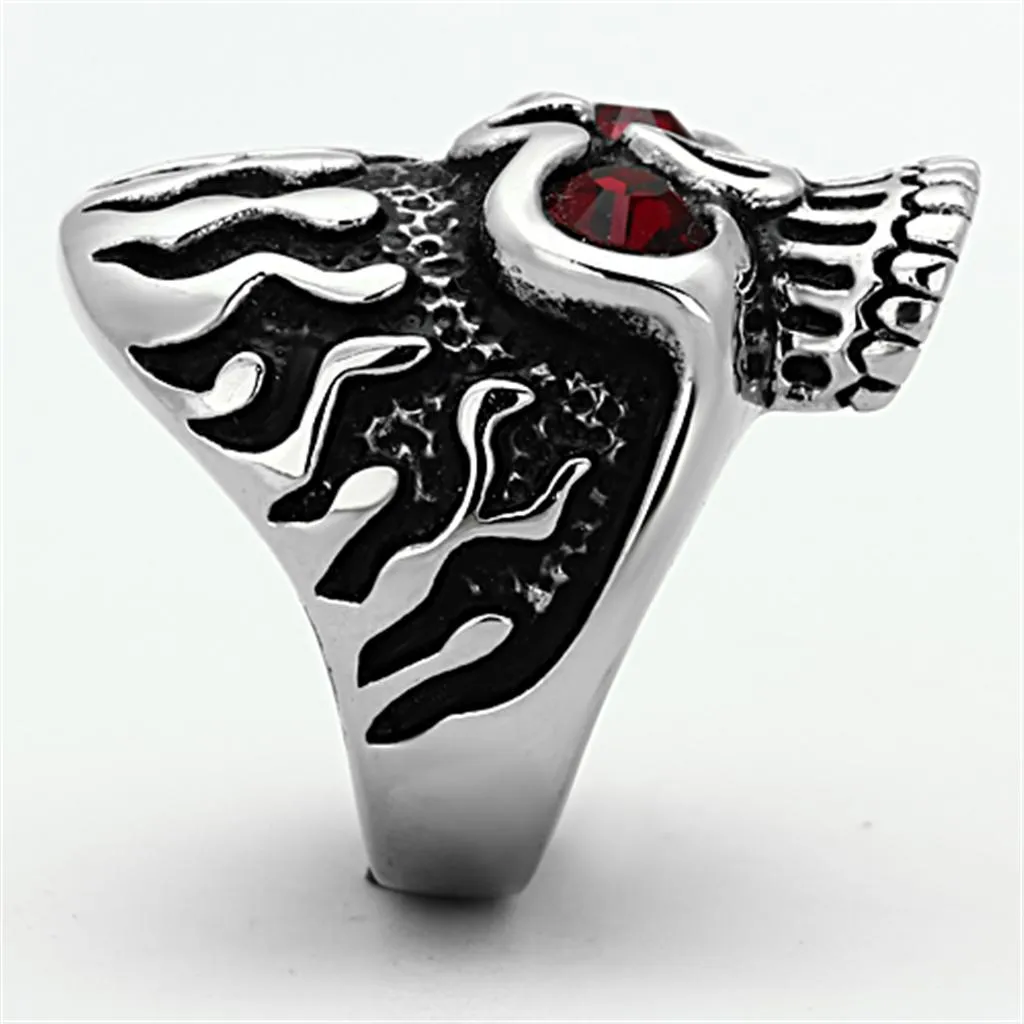 polished (no plating) Stainless Steel Ring with Top Grade Crystal in Siam for Women Style TK1354