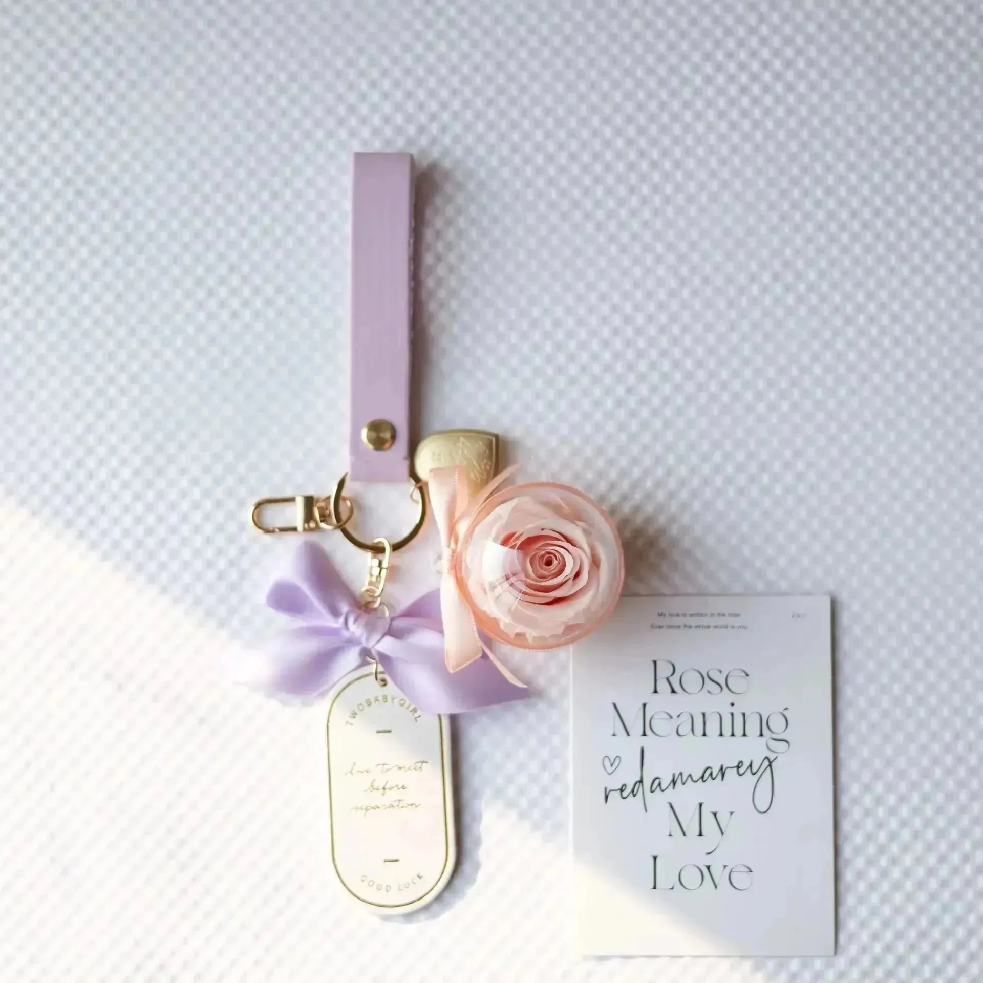 Preserved Rose Love Tag Keychain