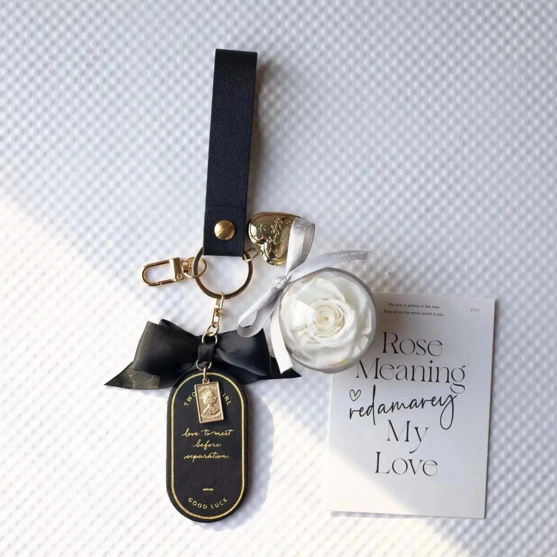 Preserved Rose Love Tag Keychain