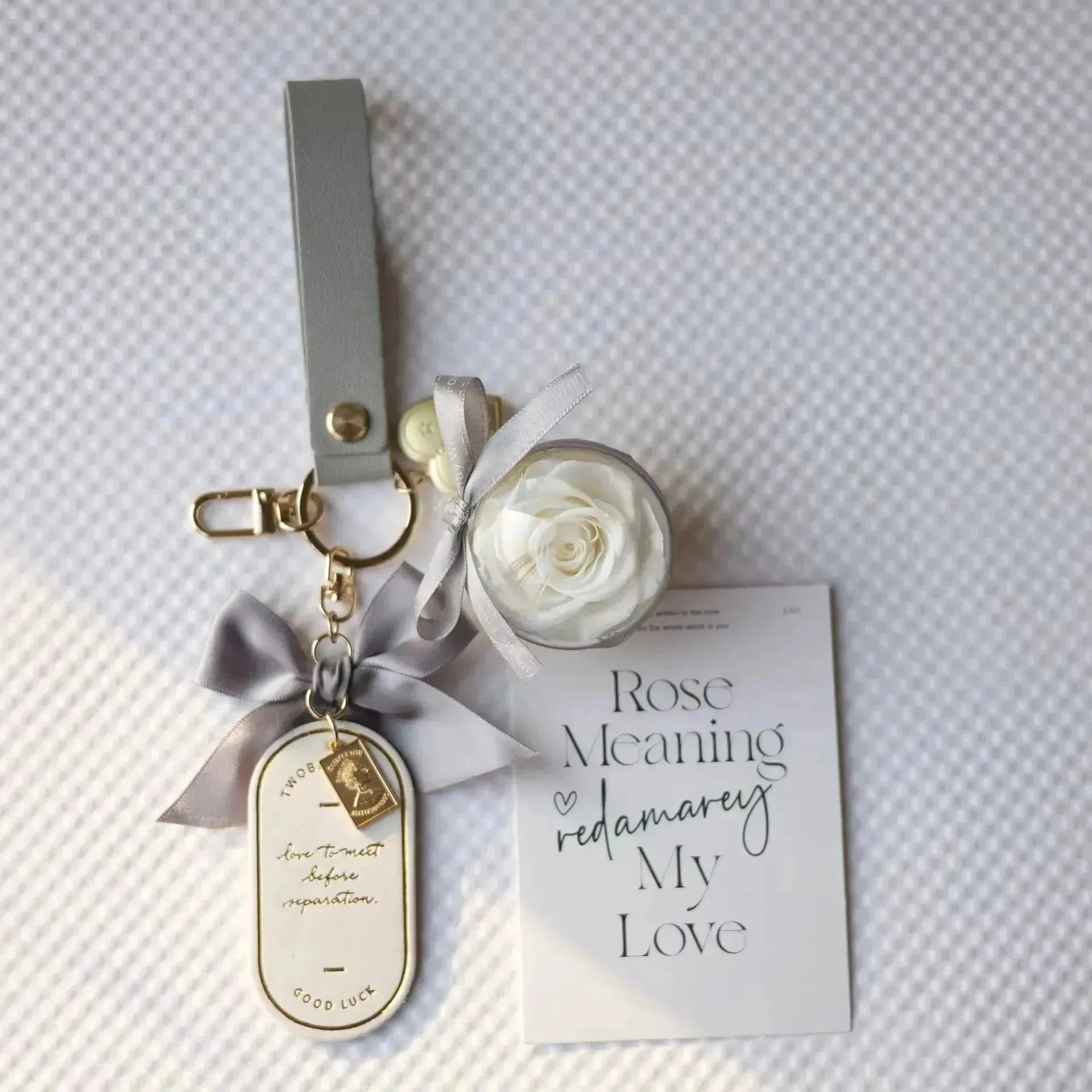 Preserved Rose Love Tag Keychain